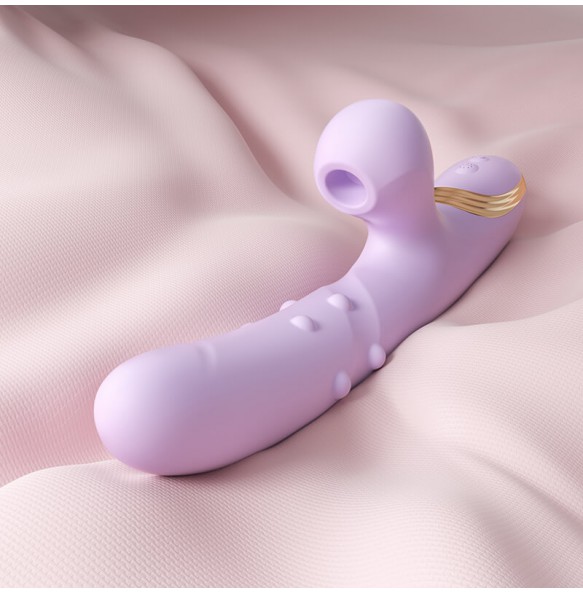 MizzZee - Suction Retractable Rotate Beads Wand Vibrator (Chargeable - Purple)